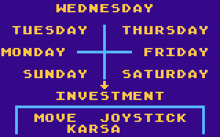 T.G.I.F. (Atari 8-bit) screenshot: Choosing the day of the week