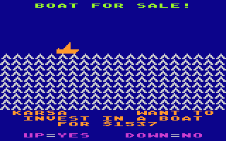 T.G.I.F. (Atari 8-bit) screenshot: Investment day, You may buy or sell goods