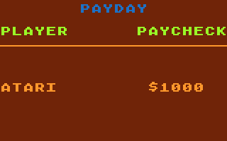T.G.I.F. (Atari 8-bit) screenshot: Friday is a payday