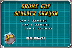 Drome Racers (Game Boy Advance) screenshot: Race result.