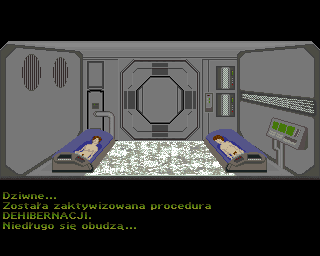 Ciemna Strona (Amiga) screenshot: Dehibernation started