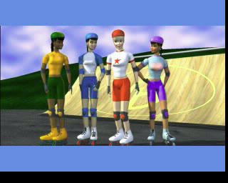 Barbie: Super Sports (PlayStation) screenshot: The animated introduction ends with Barbie and her friends on the skating rink