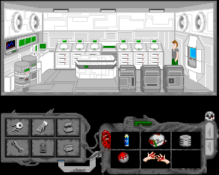 Ciemna Strona (Amiga) screenshot: Chemical laundry