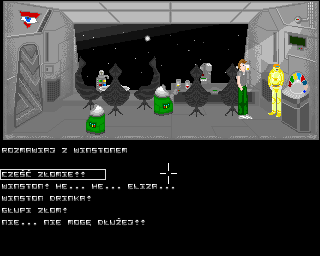 Ciemna Strona (Amiga) screenshot: Chating with robot