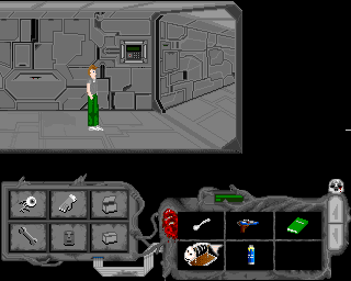 Ciemna Strona (Amiga) screenshot: Typical curve of the corridor at the third level