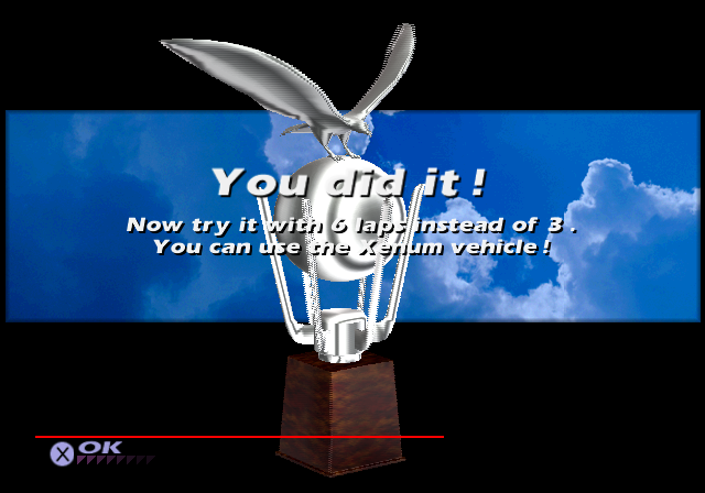 Jet Ion GP (PlayStation 2) screenshot: After winning the Expert B Grand Prix another vehicle is made available, the trophy is more elaborate and the races become longer.