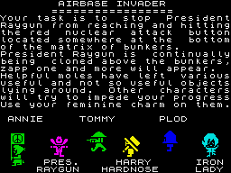 Airbase Invader (ZX Spectrum) screenshot: Instruction
