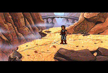 Beyond Shadowgate (TurboGrafx CD) screenshot: The backgrounds look amazing for a TurboGrafx game.