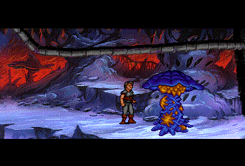 Beyond Shadowgate (TurboGrafx CD) screenshot: That giant mushroom will devour me if I try to get past it.