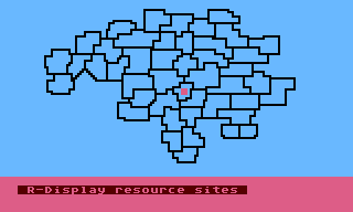 Warren's World: Lost Colony (Atari 8-bit) screenshot: Only a single miserable area has any resources