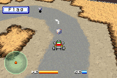 Car Battler Joe (Game Boy Advance) screenshot: Collect the flags.