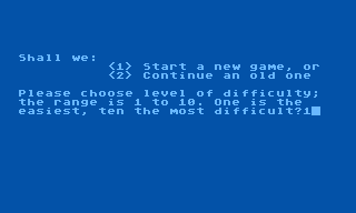 Warren's World: Lost Colony (Atari 8-bit) screenshot: Game options