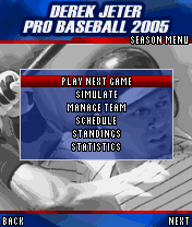 Derek Jeter Pro Baseball 2005 (J2ME) screenshot: Season menu