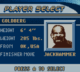 WCW Mayhem (Game Boy Color) screenshot: Player Select.