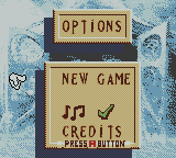 Casper (Game Boy Color) screenshot: Options.