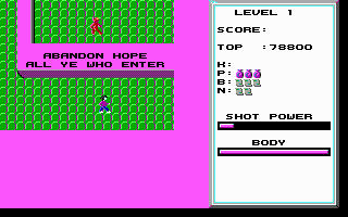 Catacomb (DOS) screenshot: Start of level 1 (EGA)