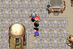 Car Battler Joe (Game Boy Advance) screenshot: Exploring town.