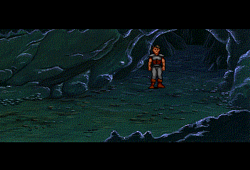 Beyond Shadowgate (TurboGrafx CD) screenshot: A dark cavern with monsters.