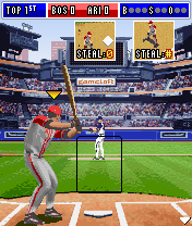 Derek Jeter Pro Baseball 2005 (J2ME) screenshot: Batting with steal options