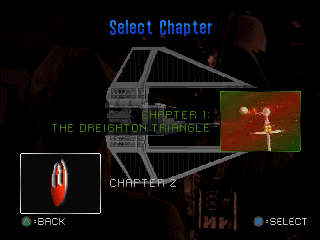 Star Wars: Rebel Assault II - The Hidden Empire (PlayStation) screenshot: Chapter 1 select screen