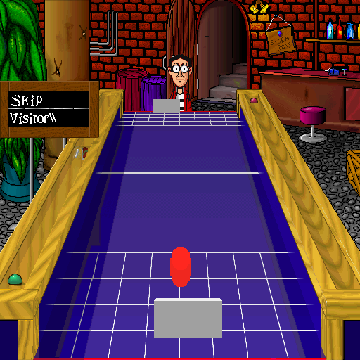 Shufflepuck Cafe (Sharp X68000) screenshot: Skip Feeney is just as easy as he looks