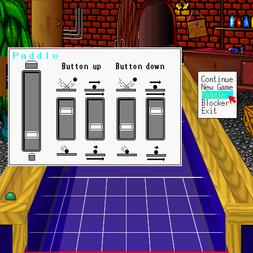 Shufflepuck Cafe (Sharp X68000) screenshot: Right clicking allows you to adjust and fine-tune the controls