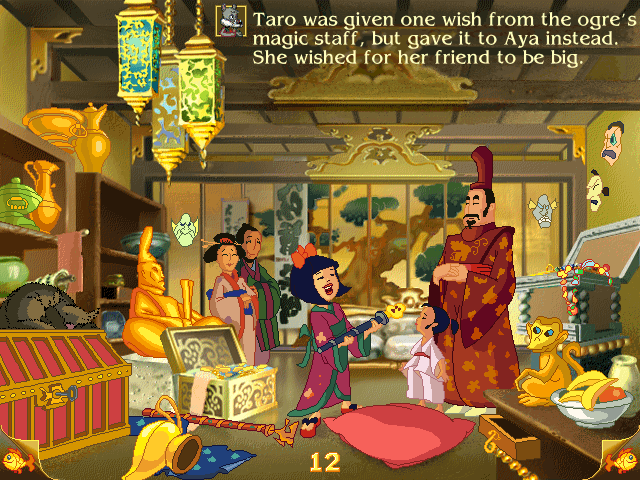 Magic Tales: The Little Samurai (Windows) screenshot: The final scene. Aya wishes for Taro to be happy so much that she speaks for the first time.