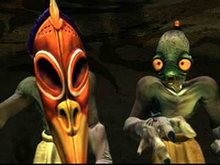 Oddworld: Abe's Exoddus (PlayStation) screenshot: The intro shows some shamanic Mudokon rituals...