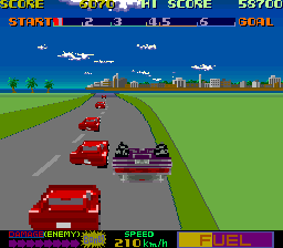 Hyper Crash (Arcade) screenshot: Flipped the car.