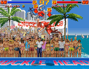 Knuckle Heads (Arcade) screenshot: Air duel