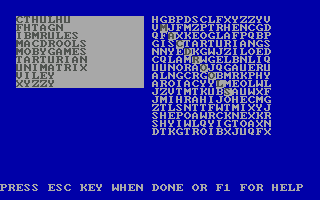 Word Seeking (DOS) screenshot: Got 'em all!