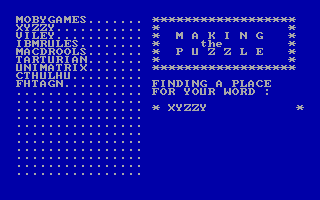 Word Seeking (DOS) screenshot: Under construction...