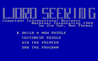 Word Seeking (DOS) screenshot: Title screen / main menu