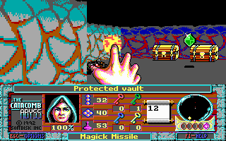 The Catacomb Abyss (DOS) screenshot: The green Diamond shown here gives you more radar abilities