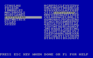 Word Seeking (DOS) screenshot: Oh yeah, baby.