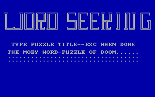 Word Seeking (DOS) screenshot: We can even add a title!