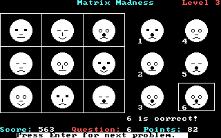 Matrix Madness (DOS) screenshot: Face time!