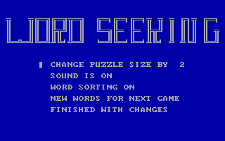 Word Seeking (DOS) screenshot: Let's bump up the size!