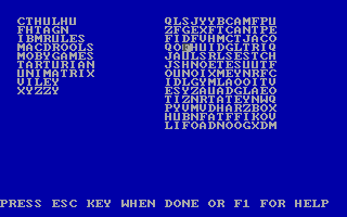Word Seeking (DOS) screenshot: Hmmm, this looks a wee bit small.