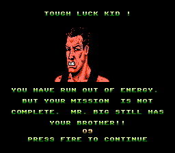 Target: Renegade (NES) screenshot: You get one continue after beating stage 1
