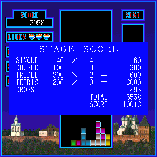Tetris (Sharp X68000) screenshot: Stage score