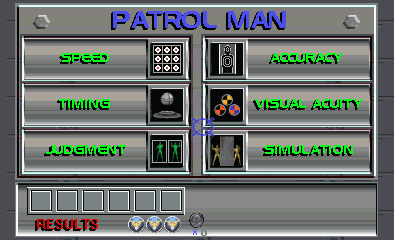 Police Trainer: Property of Metro Police Academy (Arcade) screenshot: Select a training