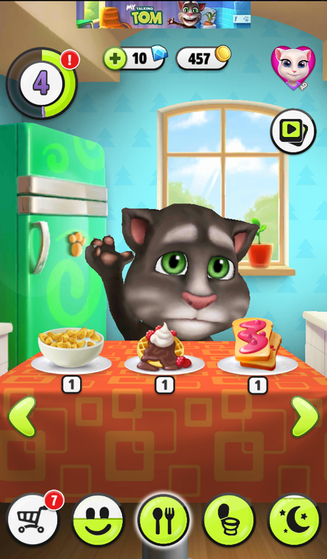 My Talking Tom (Android) screenshot: Tom will repeat that you're saying.