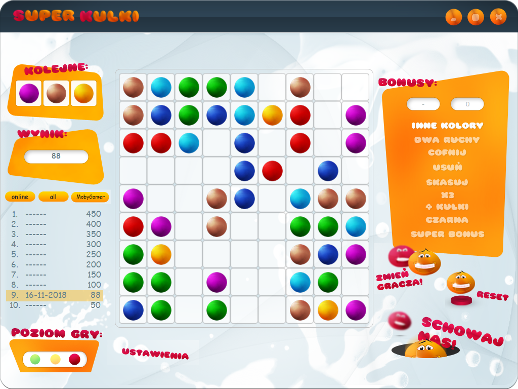 Super Balls (Windows) screenshot: A game in progress (newer version)