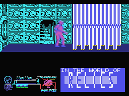 Relics (MSX) screenshot: Blocked by a wall of blades.