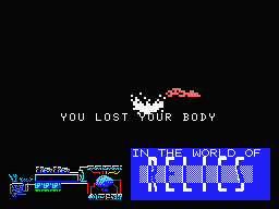 Relics (MSX) screenshot: Died fighting a sea monster.