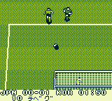 Nippon Daihyō Team: Eikō no Eleven (Game Boy) screenshot: Not lonely anymore, one of these two guys (or three, let's not ignore the goalkeeper) will get "her".