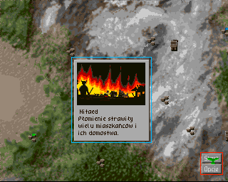 Legion (Amiga) screenshot: Random encounter - a fire in the city