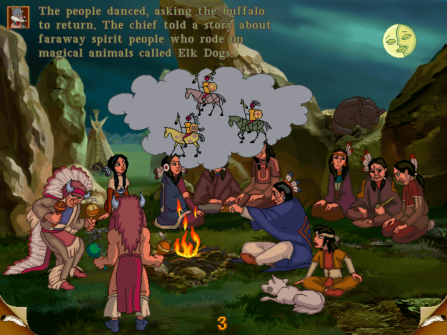 Magic Tales: Sleeping Cub's Test of Courage (Windows) screenshot: Aren't these "Elk Dogs" simply "horses"?
