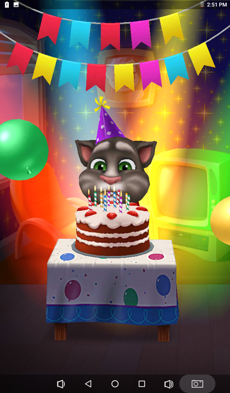 My Talking Tom (Android) screenshot: Happy birthday Tom!